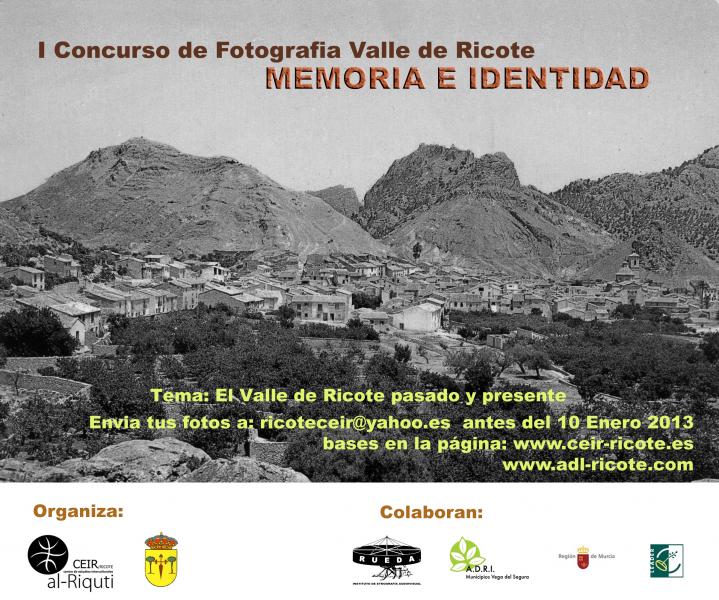 Cartel del I Concurso de Fotografía Valle de Ricote: Memoria e Identidad. CEIR